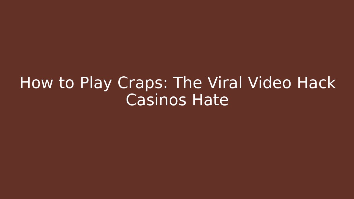 How to Play Craps: The Viral Video Hack Casinos Hate