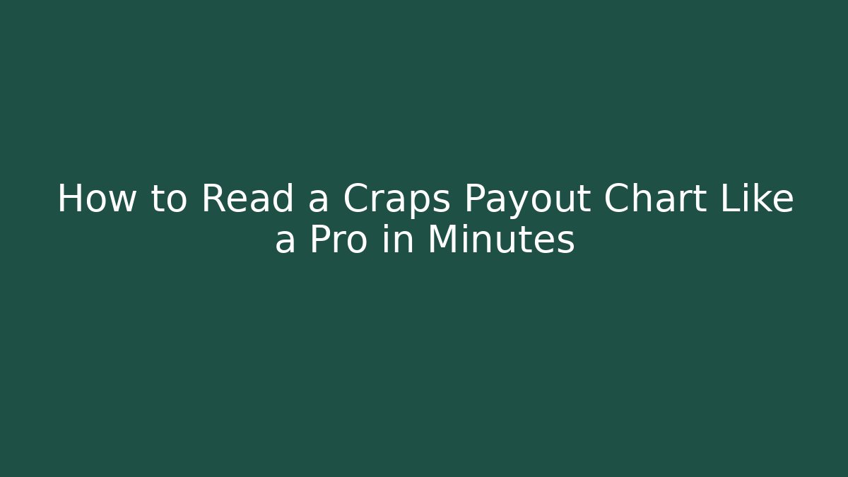How to Read a Craps Payout Chart Like a Pro in Minutes