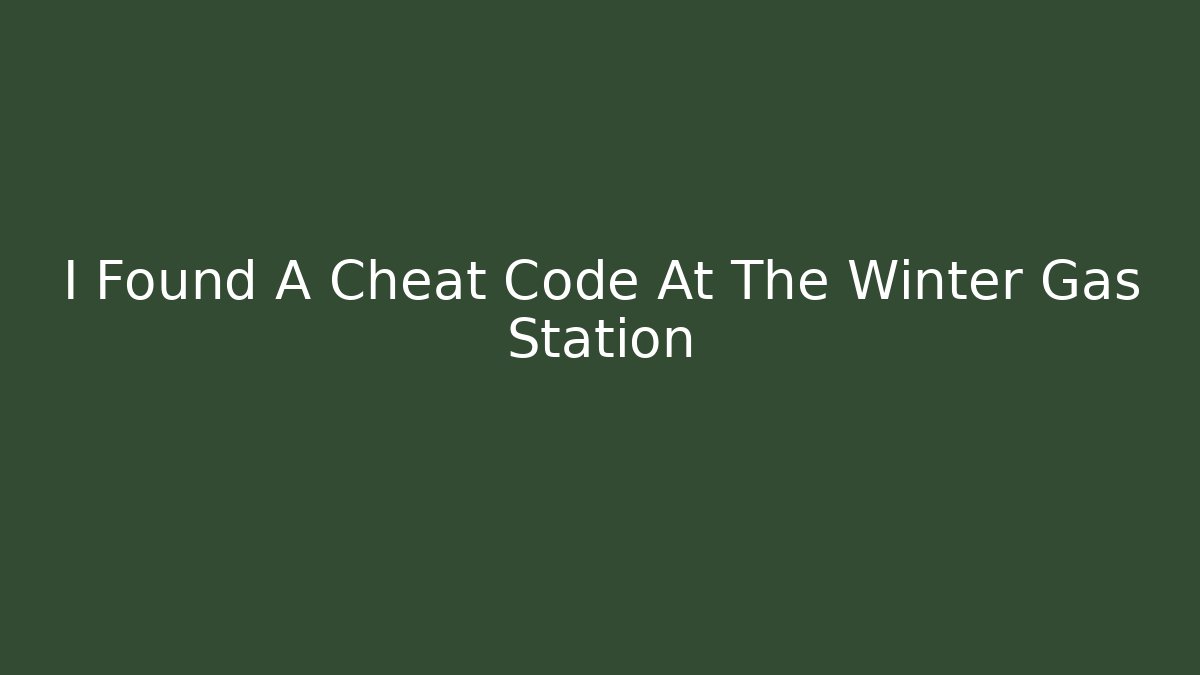 I Found A Cheat Code At The Winter Gas Station