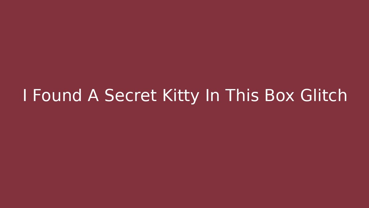 I Found A Secret Kitty In This Box Glitch