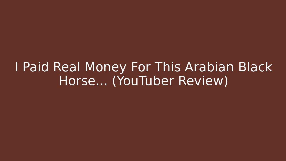 I Paid Real Money For This Arabian Black Horse... (YouTuber Review)