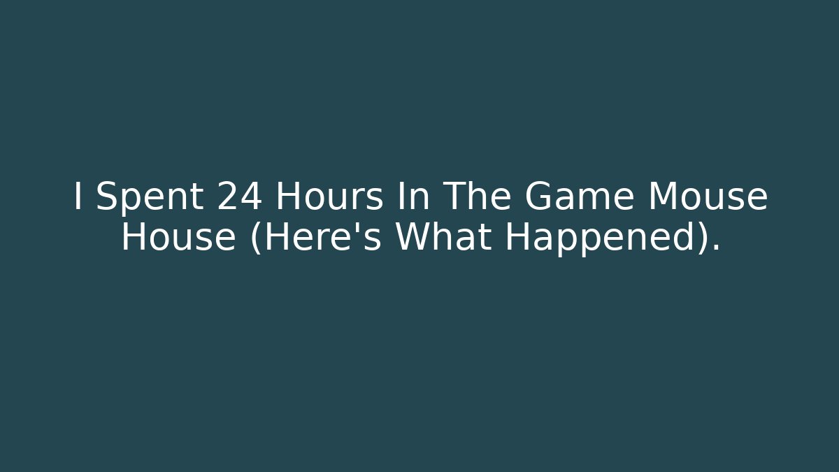 I Spent 24 Hours In The Game Mouse House (Here's What Happened).