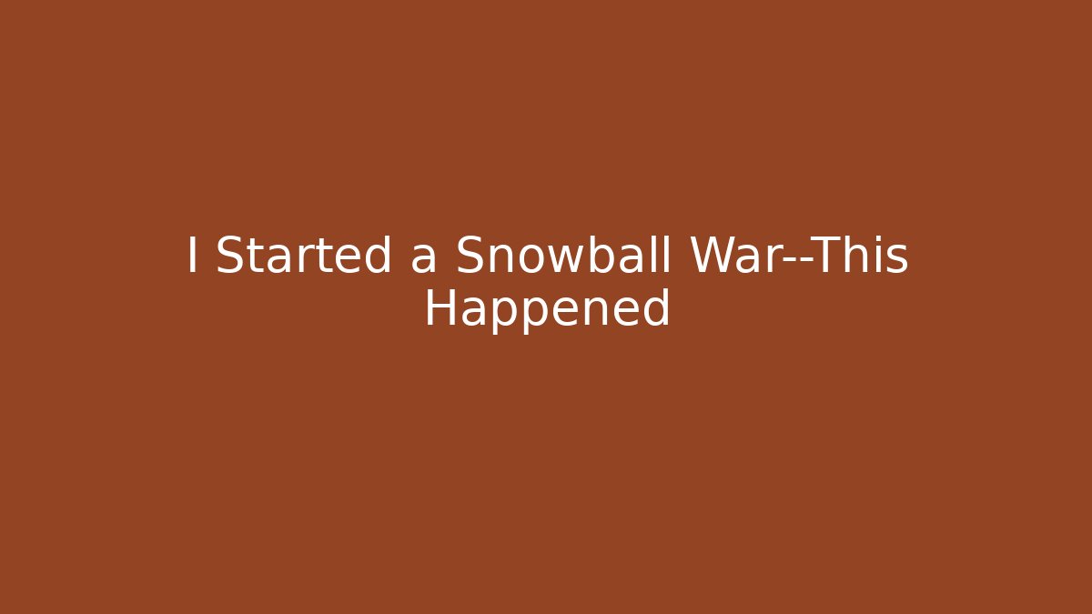 I Started a Snowball War—This Happened