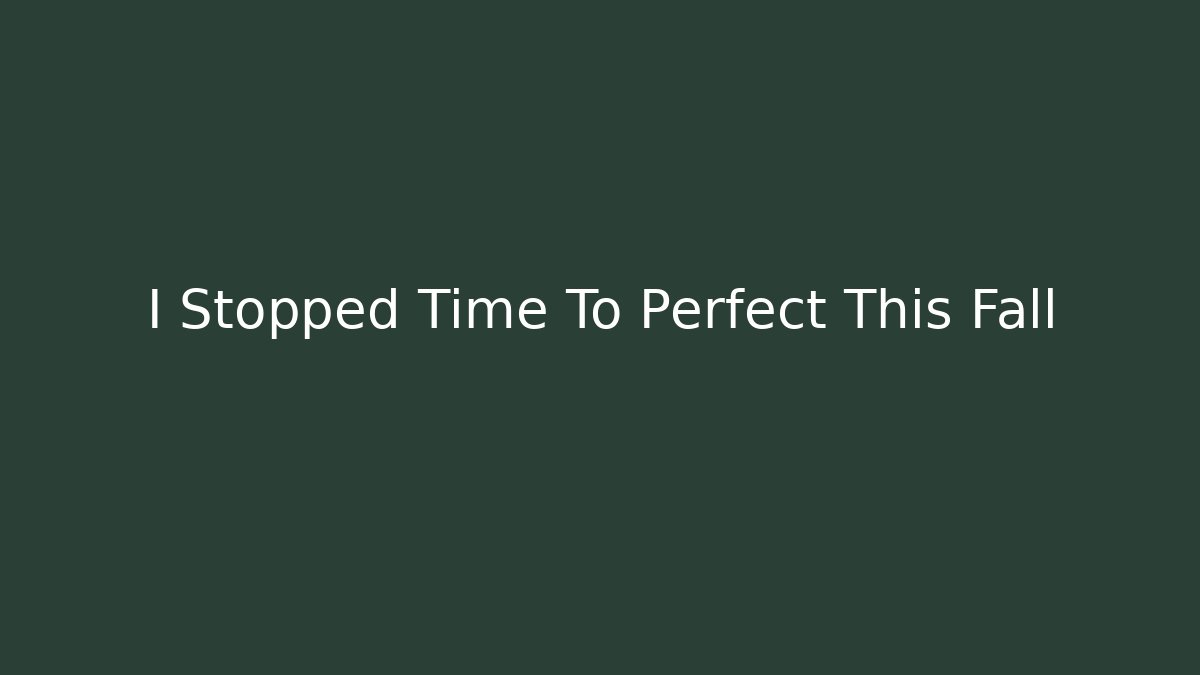 I Stopped Time To Perfect This Fall