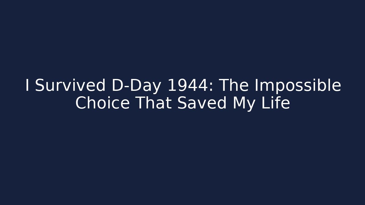 I Survived D-Day 1944: The Impossible Choice That Saved My Life