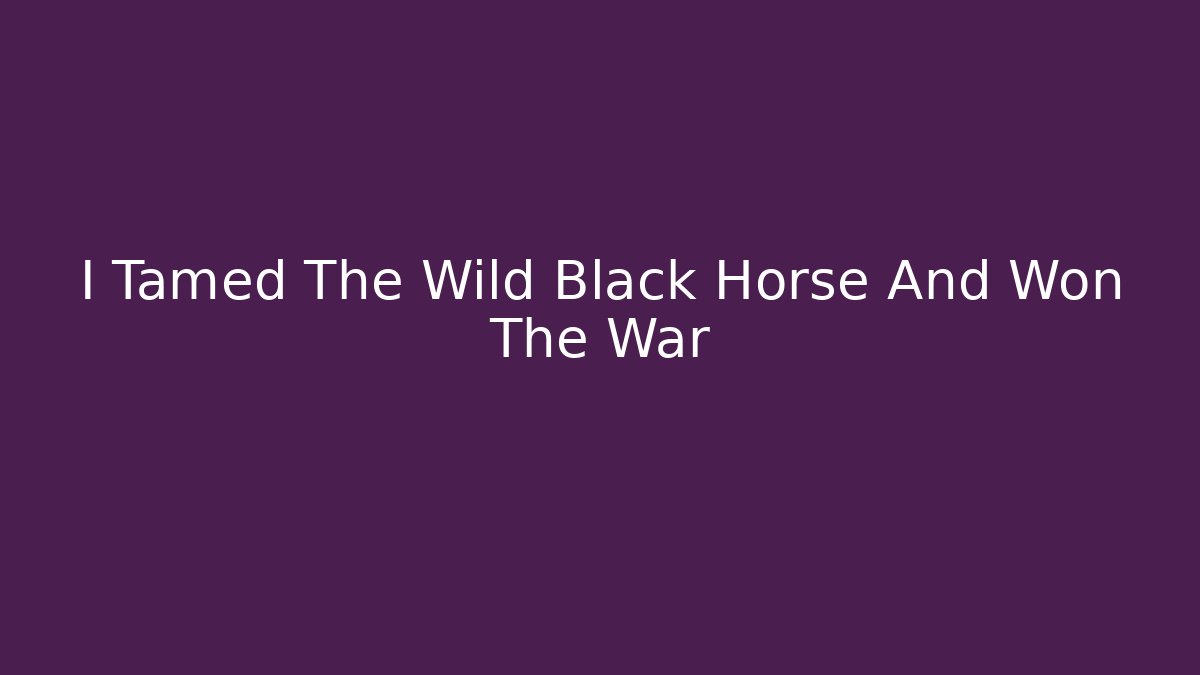 I Tamed The Wild Black Horse And Won The War