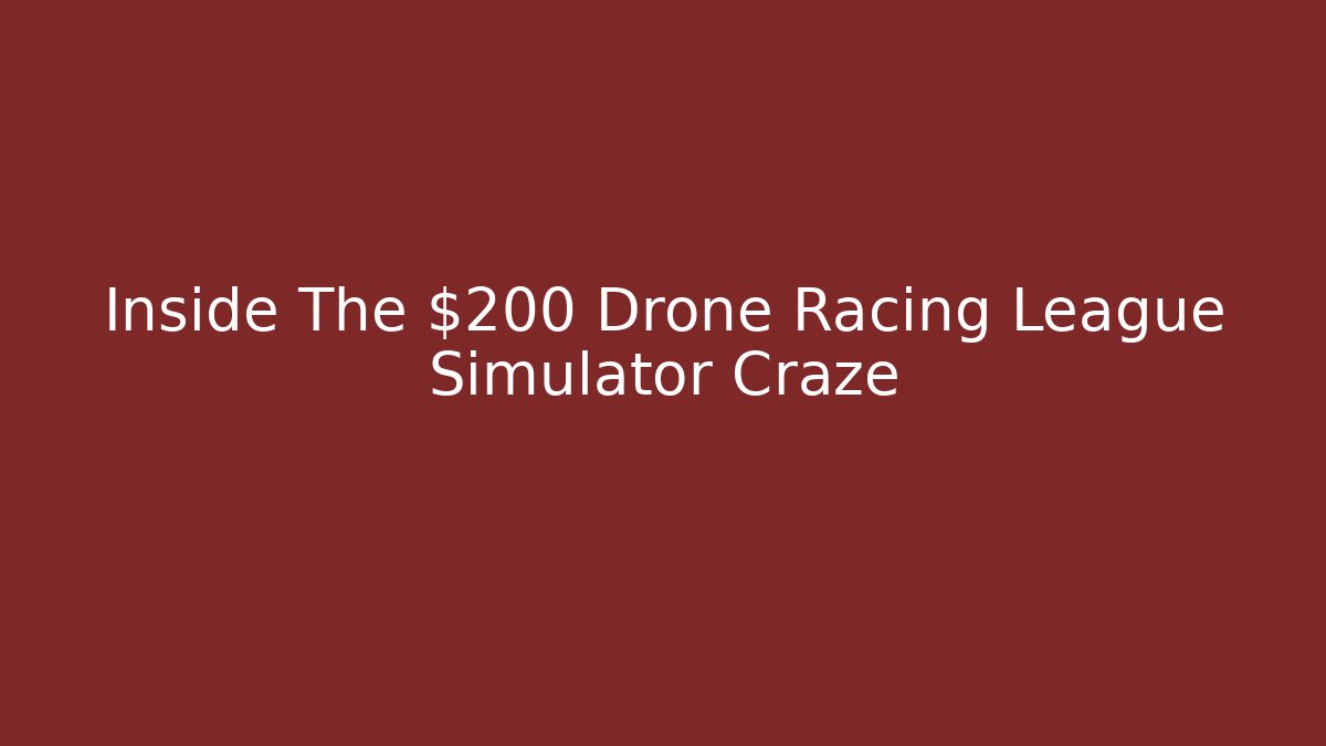Inside The $200 Drone Racing League Simulator Craze