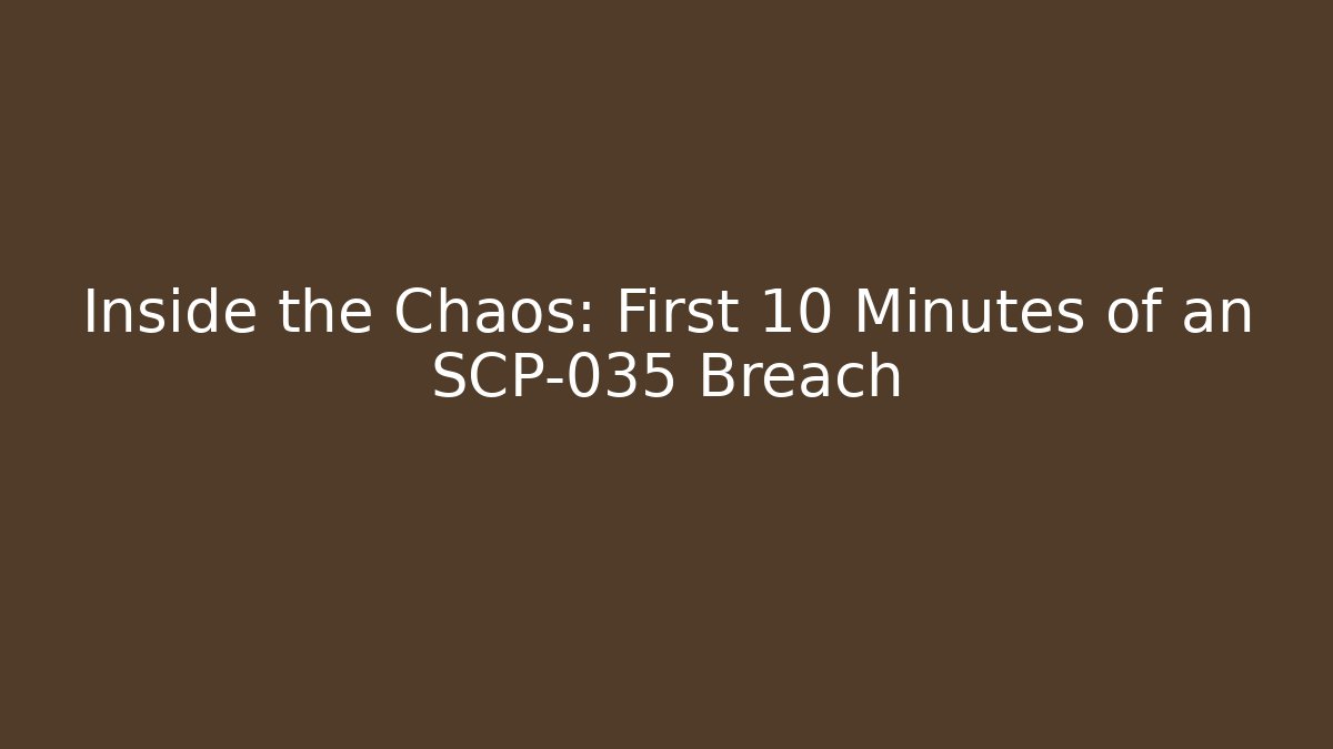 Inside the Chaos: First 10 Minutes of an SCP-035 Breach
