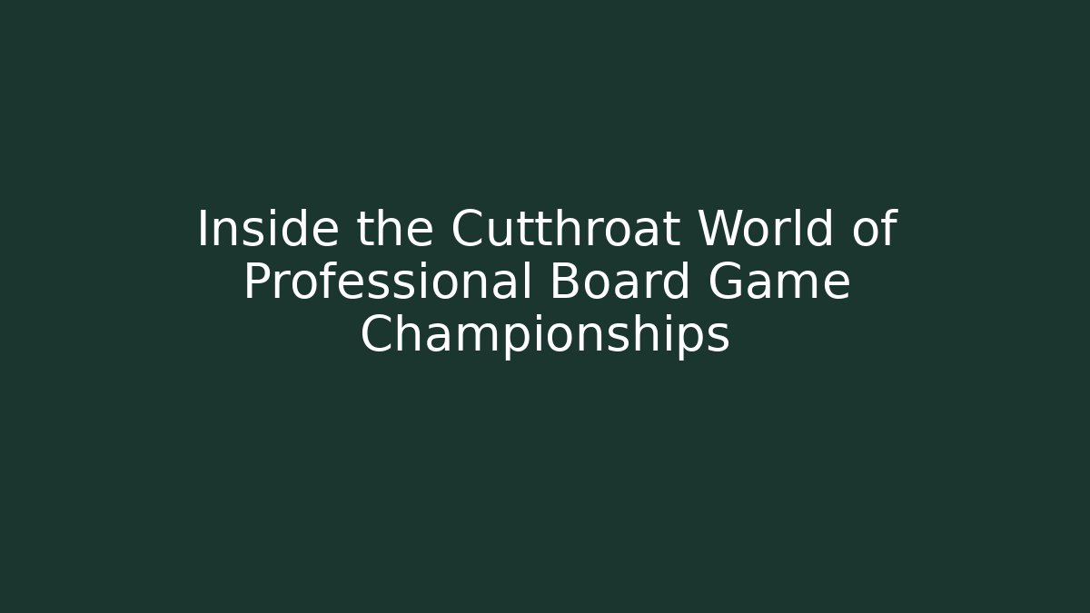 Inside the Cutthroat World of Professional Board Game Championships