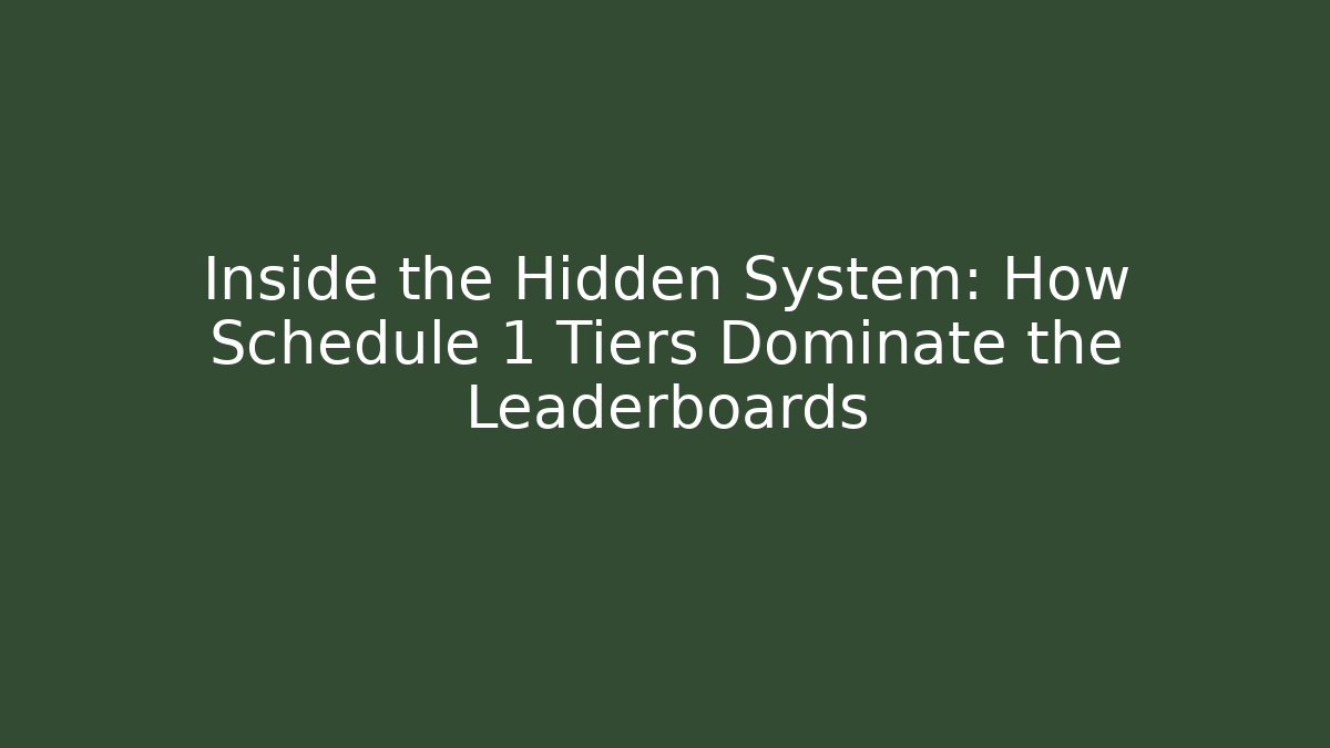 Inside the Hidden System: How Schedule 1 Tiers Dominate the Leaderboards