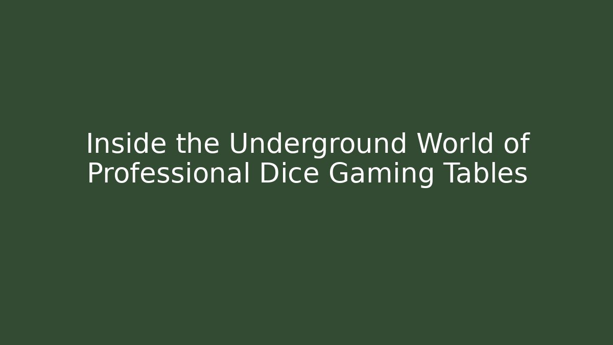 Inside the Underground World of Professional Dice Gaming Tables