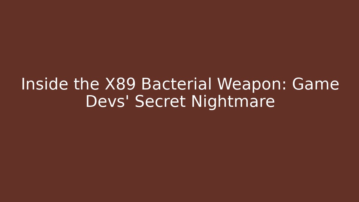 Inside the X89 Bacterial Weapon: Game Devs' Secret Nightmare - Andrea Zevedo