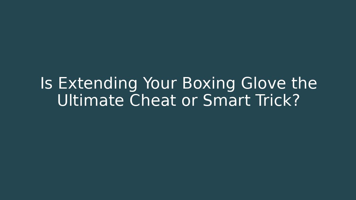 Is Extending Your Boxing Glove the Ultimate Cheat or Smart Trick? - Andrea Zevedo