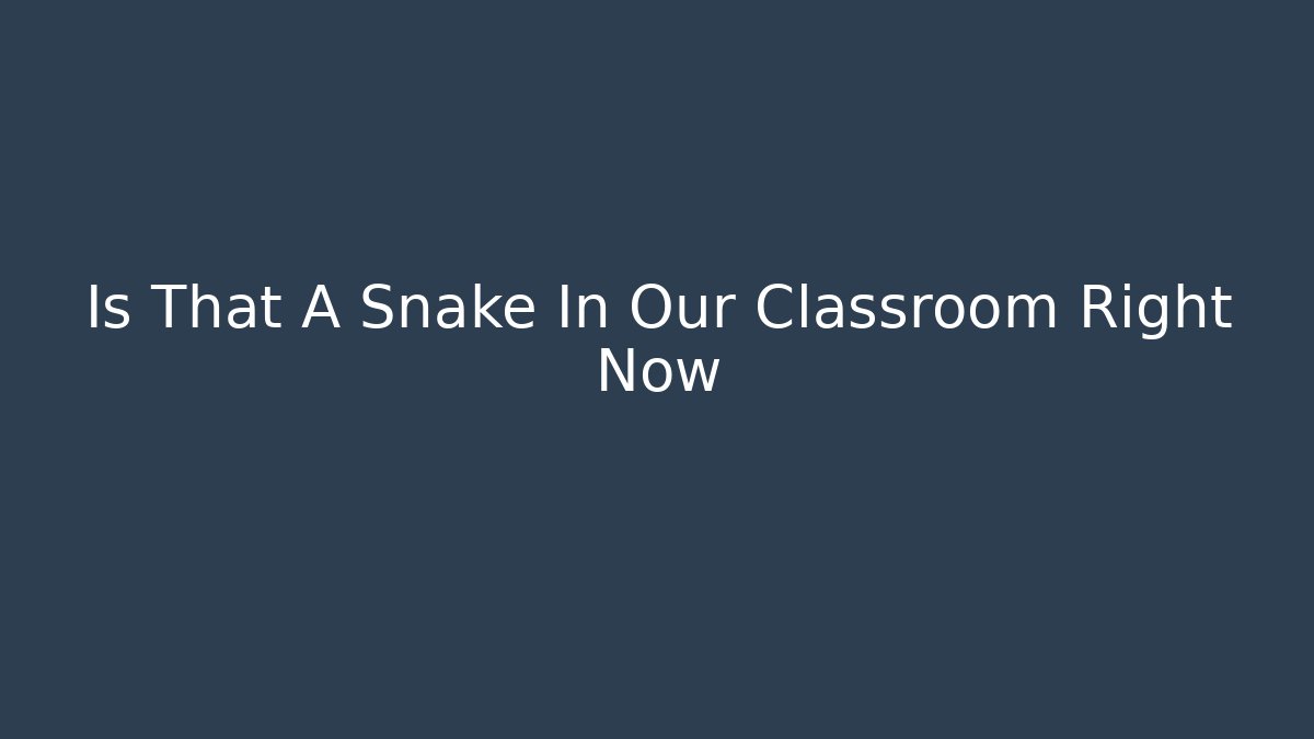 Is That A Snake In Our Classroom Right Now
