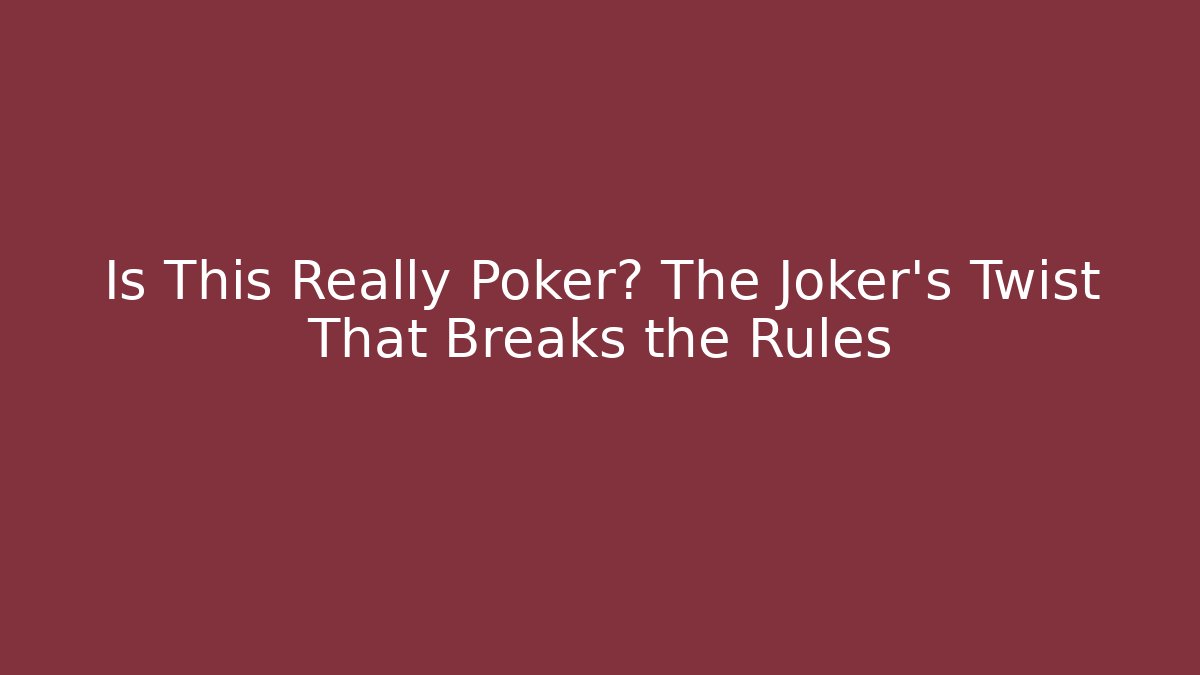 Is This Really Poker? The Joker's Twist That Breaks the Rules