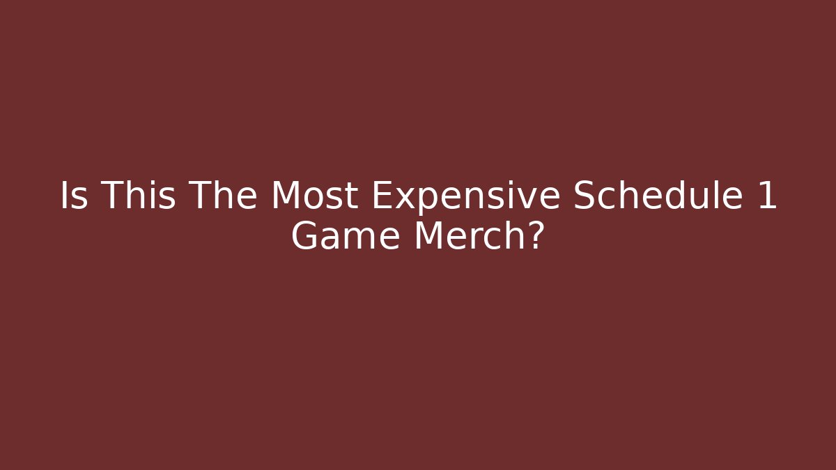 Is This The Most Expensive Schedule 1 Game Merch?
