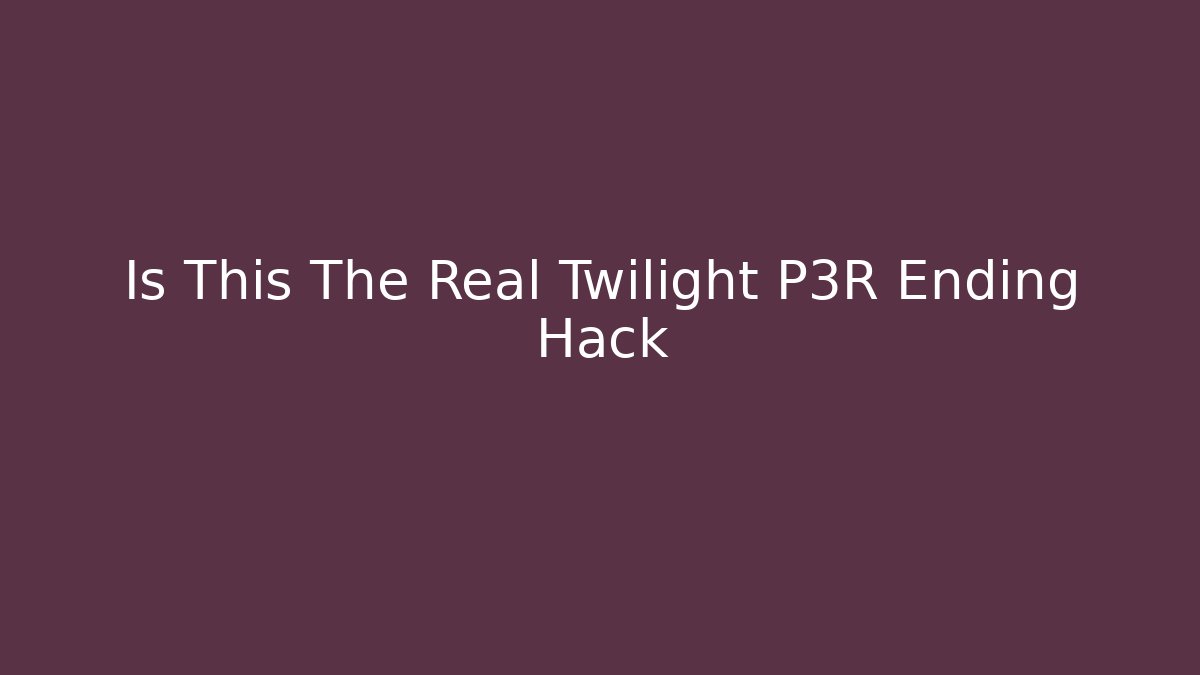 Is This The Real Twilight P3R Ending Hack - Andrea Zevedo
