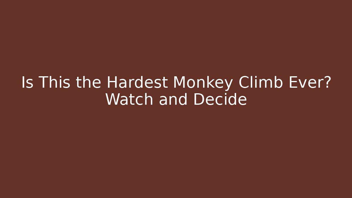 Is This the Hardest Monkey Climb Ever? Watch and Decide