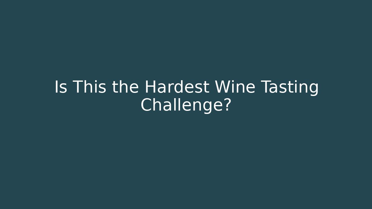 Is This the Hardest Wine Tasting Challenge?