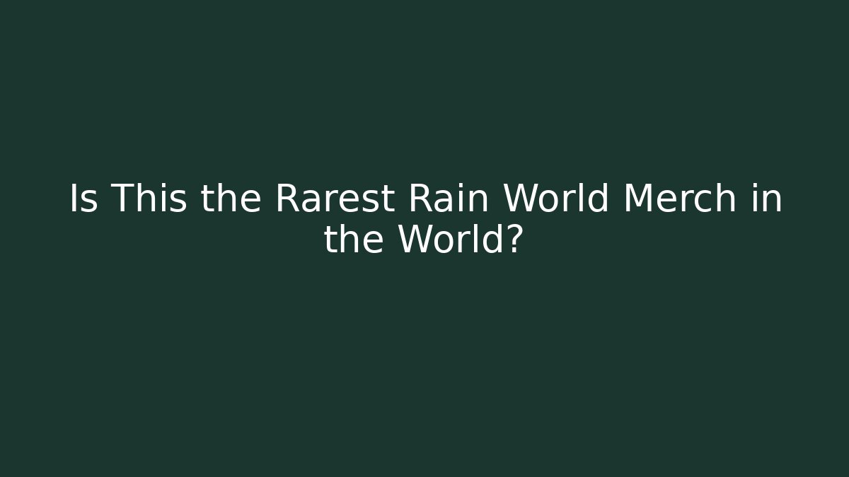 Is This the Rarest Rain World Merch in the World?