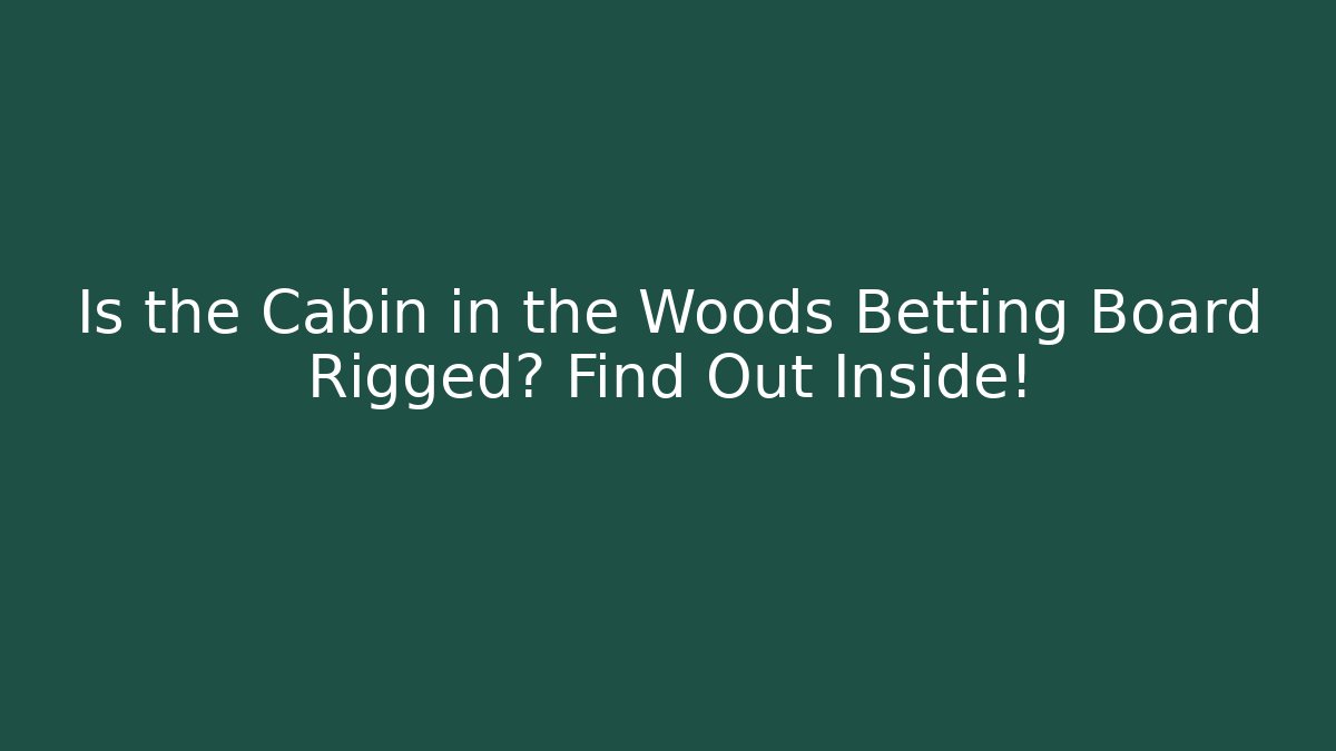 Is the Cabin in the Woods Betting Board Rigged? Find Out Inside!
