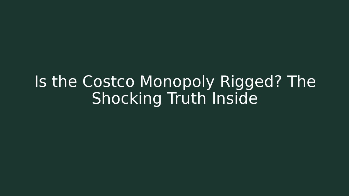 Is the Costco Monopoly Rigged? The Shocking Truth Inside