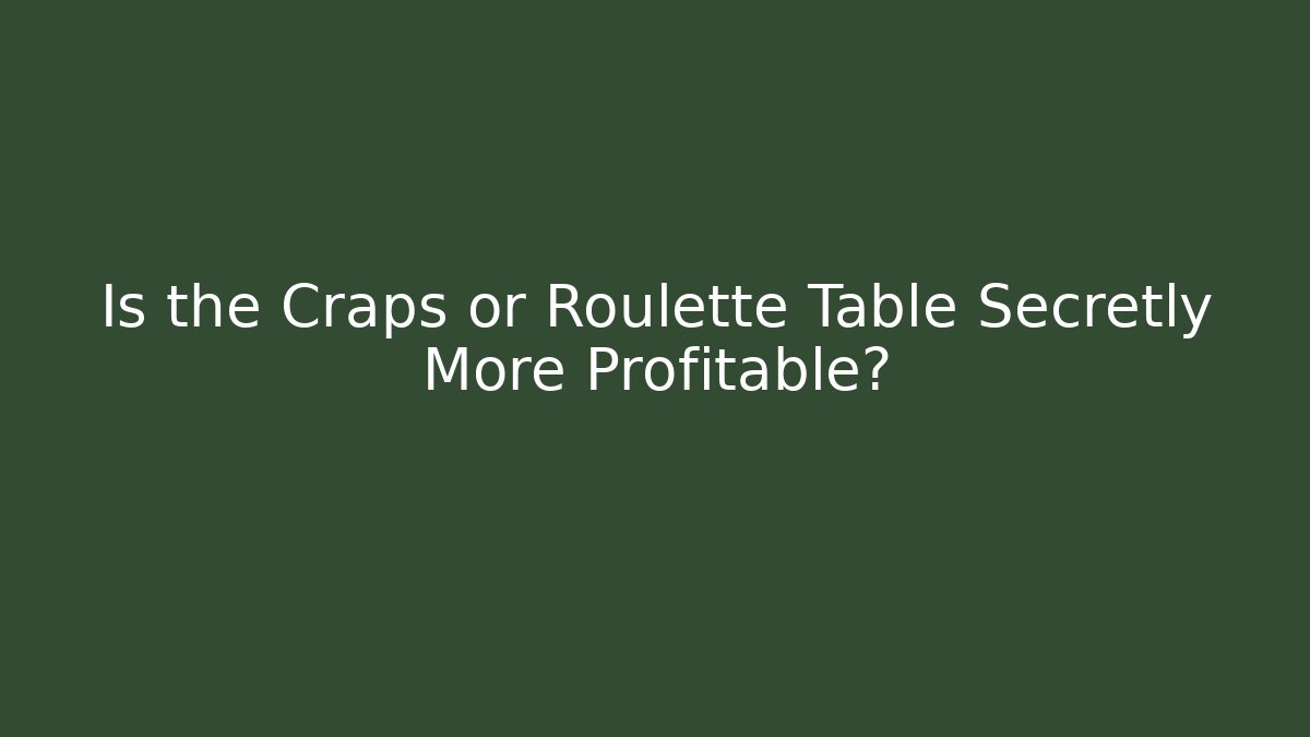 Is the Craps or Roulette Table Secretly More Profitable?