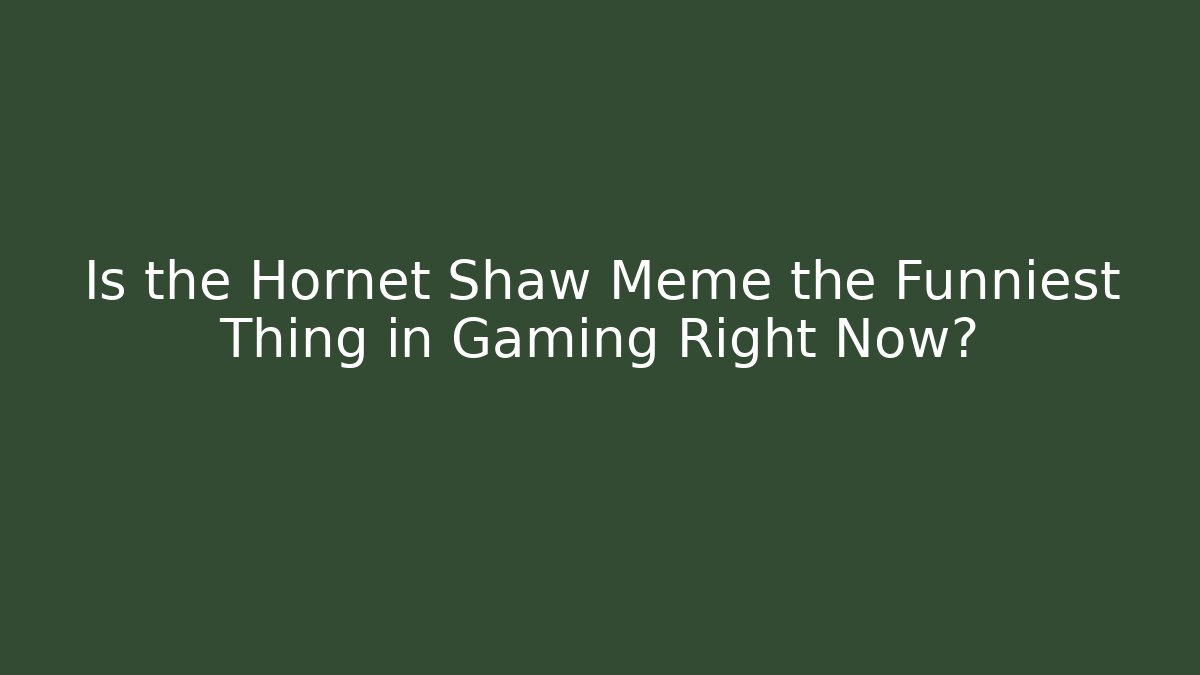 Is the Hornet Shaw Meme the Funniest Thing in Gaming Right Now?