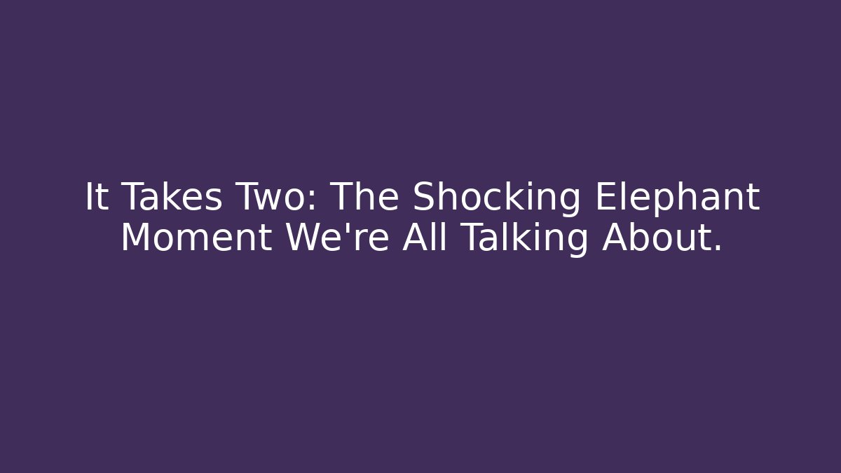 It Takes Two: The Shocking Elephant Moment We’re All Talking About.