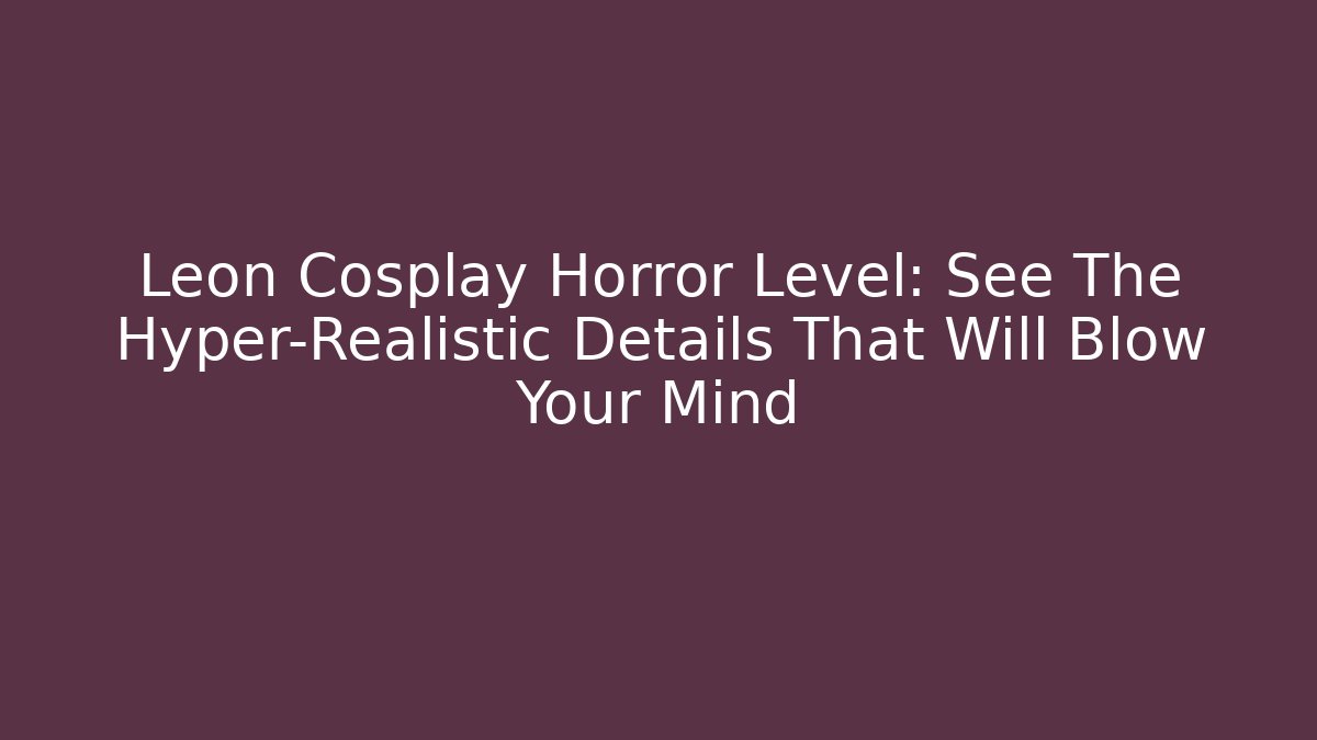 Leon Cosplay Horror Level: See The Hyper-Realistic Details That Will Blow Your Mind