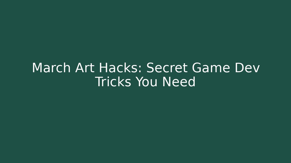 March Art Hacks: Secret Game Dev Tricks You Need
