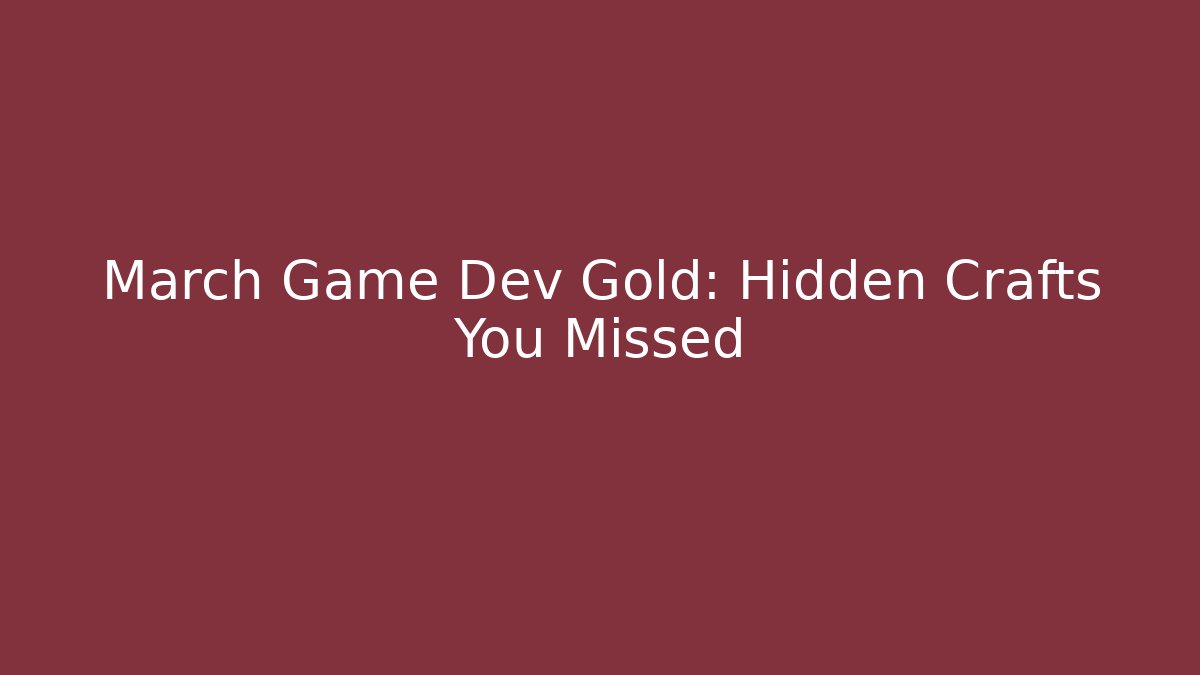 March Game Dev Gold: Hidden Crafts You Missed