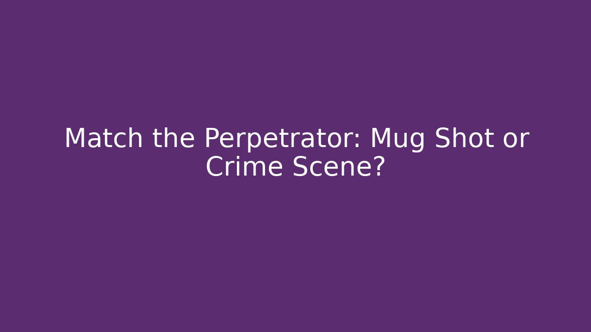 Match the Perpetrator: Mug Shot or Crime Scene? - Andrea Zevedo