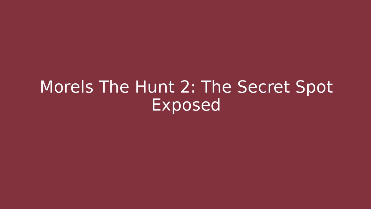 Morels The Hunt 2: The Secret Spot Exposed - Andrea Zevedo