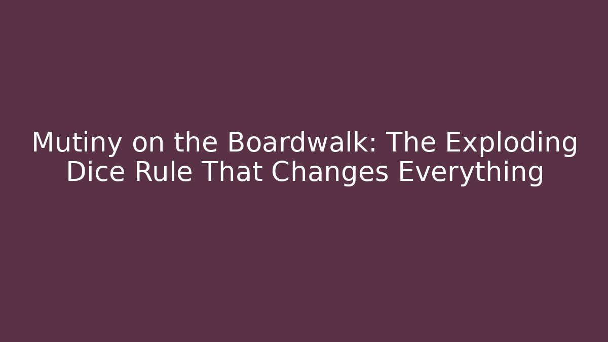 Mutiny on the Boardwalk: The Exploding Dice Rule That Changes Everything
