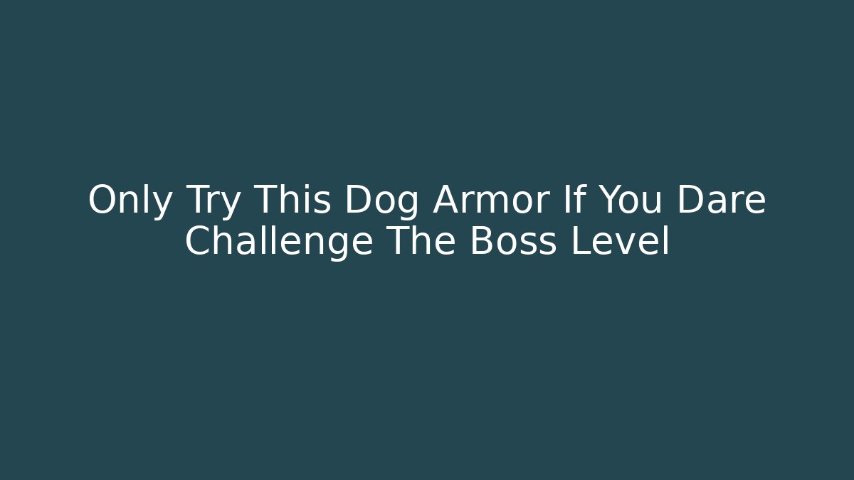 Only Try This Dog Armor If You Dare Challenge The Boss Level