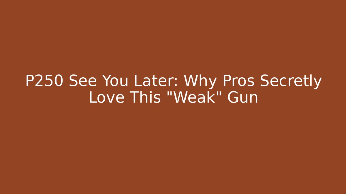 P250 See You Later: Why Pros Secretly Love This "Weak" Gun