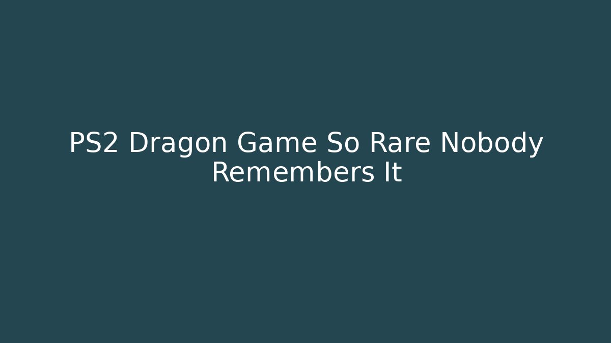 PS2 Dragon Game So Rare Nobody Remembers It