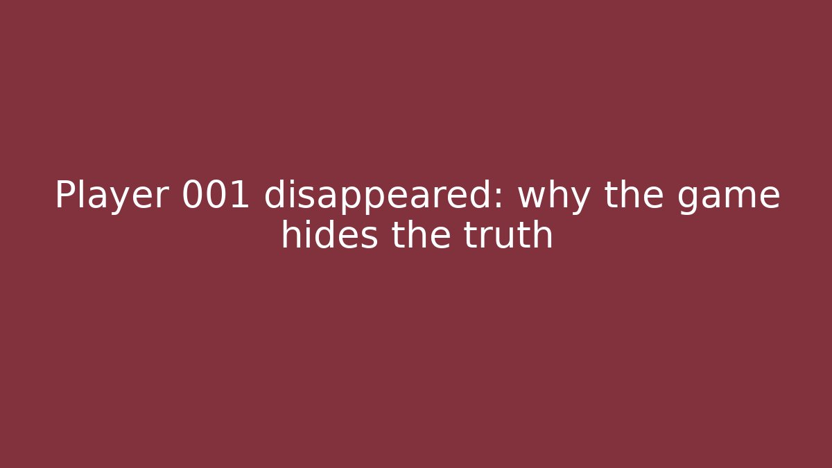 Player 001 disappeared: why the game hides the truth