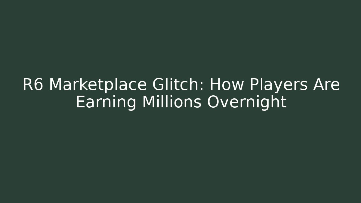 R6 Marketplace Glitch: How Players Are Earning Millions Overnight