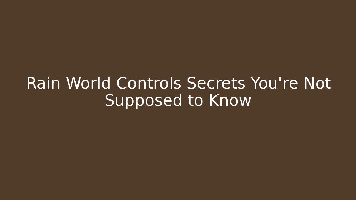 Rain World Controls Secrets You’re Not Supposed to Know