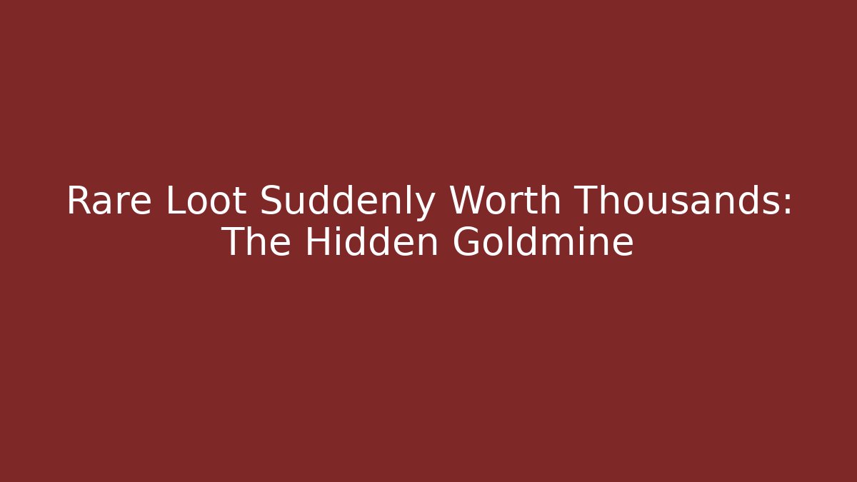 Rare Loot Suddenly Worth Thousands: The Hidden Goldmine