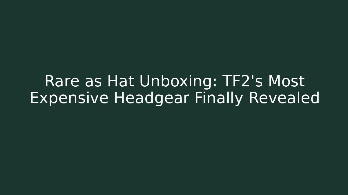 Rare as Hat Unboxing: TF2's Most Expensive Headgear Finally Revealed