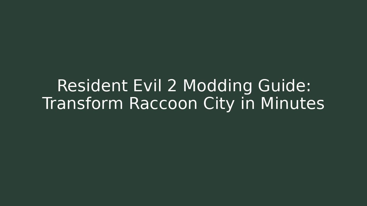 Resident Evil 2 Modding Guide: Transform Raccoon City in Minutes - Andrea Zevedo