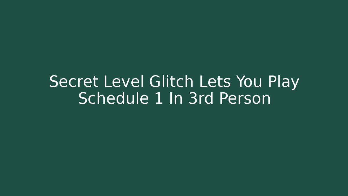 Secret Level Glitch Lets You Play Schedule 1 In 3rd Person