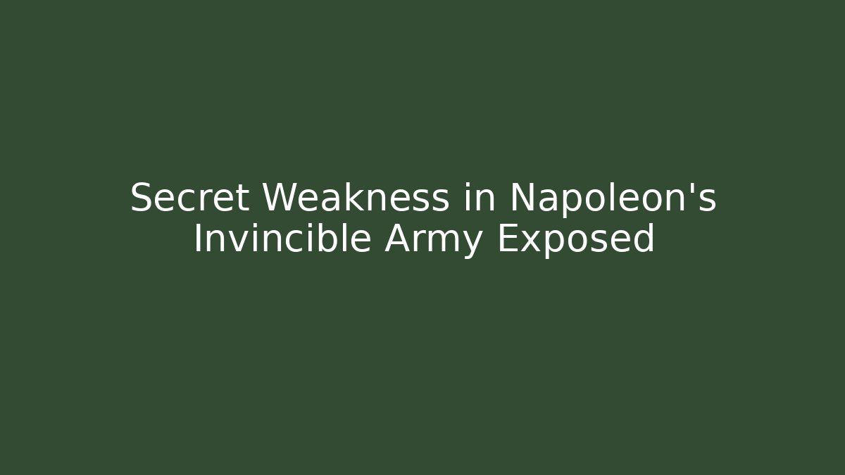 Secret Weakness in Napoleon's Invincible Army Exposed