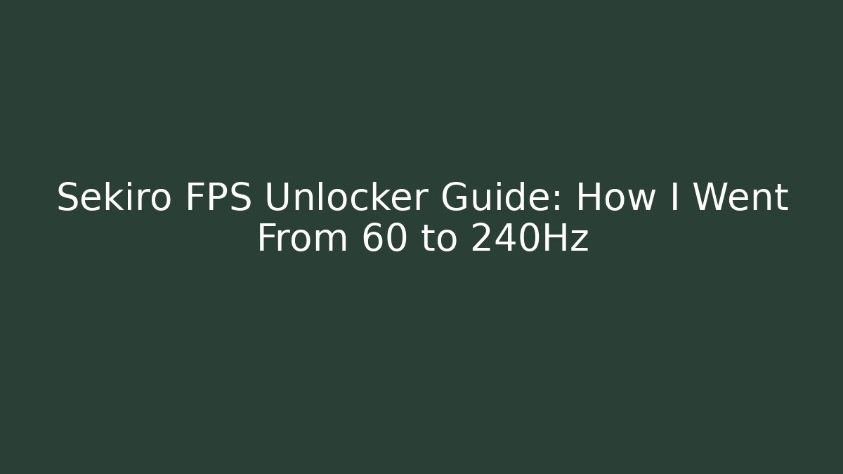 Sekiro FPS Unlocker Guide: How I Went From 60 to 240Hz