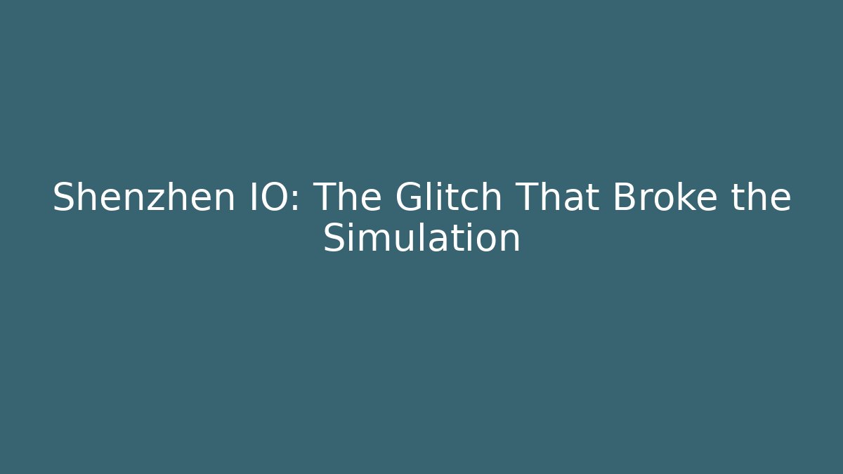 Shenzhen IO: The Glitch That Broke the Simulation