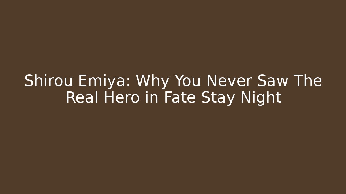 Shirou Emiya: Why You Never Saw The Real Hero in Fate Stay Night