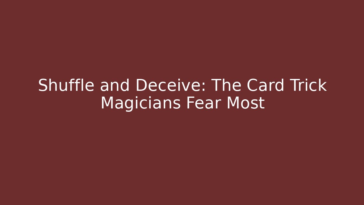 Shuffle and Deceive: The Card Trick Magicians Fear Most